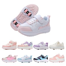 PHTEER 휠리스 운동화 바퀴달린 스케이트 롤러 롤러스케이트, 핑크색, 1개