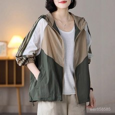 戶外拚接百搭防曬衣女款2024夏裝新款防紫外綫開衫薄款外套防曬服 QOKU