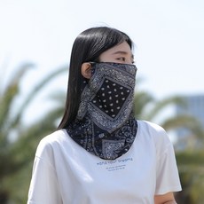 冰絲掛耳式面罩騎行自行車防曬遮陽運動護頸透氣脖套男女圍脖夏季【腰果黑】面罩默認顏色