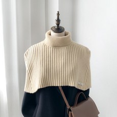 여성 망토 목폴라 스웨터 니트 터틀넥 여행, 베이지