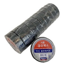 테이팩스 서통 전기 절연 테이프 19mm X 20M 18yds 검정 흑색, 10개