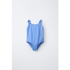 ZARA 6-14세/ 3D 플라워 텍스처 스윔수트 - 미디움 블루