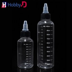 HobbyD 눈금공병 조색병 투명 뾰족공병 안전형캡 + 유리구슬, 50ml＋유리구슬
