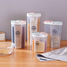 PS樂 五穀雜糧 廚房收納盒 帶蓋豆子 食品級, 1個, 4格密封罐2500ml, 2.5L