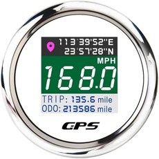 오토 밴 보트 모터 12V 24V(52mm 화이트+스테인리스 스틸)를 위한 2인치 GPS 속도계 디지털 주행 거리계 대시보드 클러스터 교체, White+Stainless Steel, 52mm, 1개