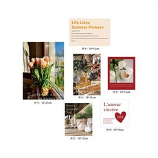 감사 Ins-프랑스 로맨티 라이프 아트 장식 카드 빈티지 미적 엽서 방 배경 벽 스티커 Diy 소품 6 장, [01] 6 sheets