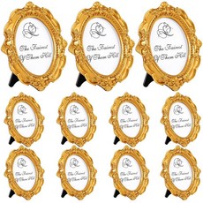AceOrbit5.1x7.6cm2x3인치미니골드액자10개 결혼식용 소형빅토리안빈티지앤티크화려한레트로바로크사진프레임팩 백보드포함 벽걸이테이블탑디스플레이장식용타원형120945, 10, 타원형