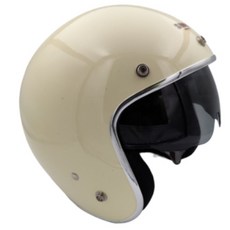 GM 經典 銀邊 3/4罩機車安全帽 含鏡片, 牛奶白