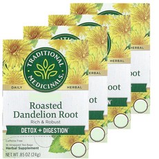 트레디셔날메디시널 로스티드 단델리온 루트 민들레 뿌리 포장 티백 카페인프리, 16개입, 4개