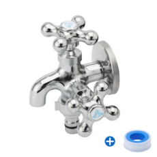 국산 두갈래수도꼭지 양갈래 베란다 수전 왕분리형 냉수, 1개