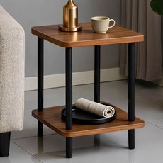 라온프리 사각 미니 침대 협탁, 월넛, 1개