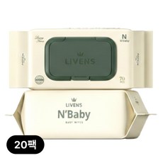 엔베이비 물티슈 캡형 70매 20팩, 20개, 70g
