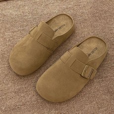 패션 여성 블로퍼 프렌치 스웨이드 통굽 슬리퍼 플랫 슈즈 봄 가을 발편한 여자 블로퍼 슬리퍼 CJJ