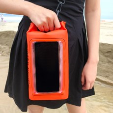 터치 가능 방수 크로스백 2L 휴대폰 방수팩 수영 야외용, 2리터, 오렌지