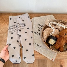 女童春秋圓點印花打底褲長褲