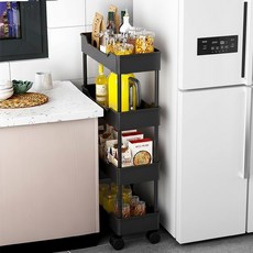 하이호프 좁은공간 활용하는 간편 조립 이동식 틈새선반, 블랙, 1개