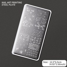 네일 템플릿 꽃 잎 스탬핑 플레이트 이미지 전송 기하학적 스테인레스 스틸 스텐실 아트 몰드 도구, 옵션60) TL-YICAI03, 1개