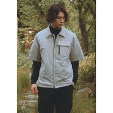 챌린저 남성 아웃포켓 카라넥 경량패딩 반팔 스윙자켓 라이트그레이