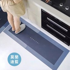 幼齒小舖 軟式珪藻土地墊 浴室廚房防滑吸水腳踏墊, 1個, 廚房地墊款-莫蘭迪藍(45*120)cm