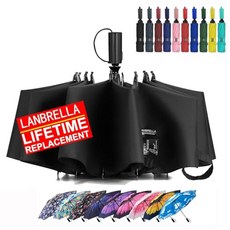 LANBRELLA 컴팩트 리버스 접이식 우산 자동 방풍 여행용 우산 C2.11 틸 블루 46인치 139848 6182320409, 46인치 LANBRELLA 139848 6182320, 블랙