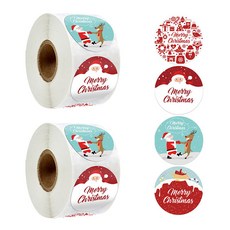 1.聖誕貼紙聖誕老人鹿500張2卷, 2卷組