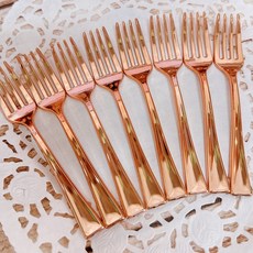 甜妞節慶 玫瑰金叉子 電鍍塑膠叉, 1個, 迷你玫瑰金叉子*8支(9.8cm)