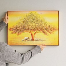 빛나는 황금 보석액자 이사선물 돈들어오는 풍수 그림_WE5BC7B, 큐빅 액자 60x40, (나무코끼리_가로형)