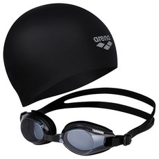 아레나 실리콘수모 + 토네이도 노미러수경 2종 세트, 실리콘수모 BLK + 노미러수경 BLK