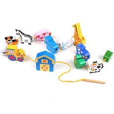 영유아 감각발달 동물농장 원목 실꿰기놀이 집중력 홈스쿨 호기심 아기놀이 키즈