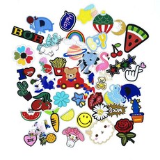 羽絨服自粘補丁貼牛仔衣服破洞修補無痕貼免熨燙徽標刺繡修復布貼, 10枚【免熨燙款式隨機】【卡通款式】