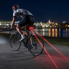 야간 라이딩 레이저 LED 후미등, 1개, 레드