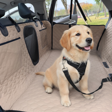 편안하개 애견 카시트 특대형 방수 풀커버 차량용 뒷자석 시트, 1세트, 베이지