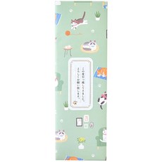 3개 세트 사란 랩 이사 인사 거친 선물 고양이 이사 이사 인사용 선물 메시지를 쓸 수 있는 씰 첨부/사랑 랩과 Zip Lock 선물 세트 nyagomi 프렌치 그린, 1개, 1cm