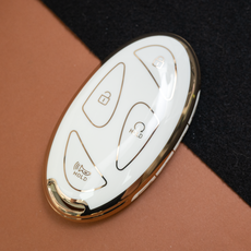 바이어블 현대 호환 자동차 tpu 스마트키 케이스 키홀더 5버튼 7버튼 아이오닉 쏘나타, 8버튼 화이트골드 TA97