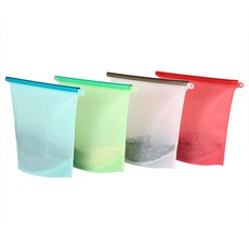 Teafrist 티퍼스트 재사용 가능한 실리콘 보존 백 밀폐 백 냉장고 냉동 보관 백 500ml 1000ml 1500ml 4개, 2세트, 중(M)