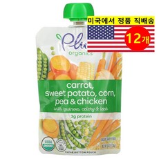 Plum Organics 6개월 이상 유아용 오가닉 과일 채소 곡물 퓨레 이유식 113g 6개, 12개