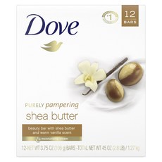 도브 퓨어리 팸퍼링 시어 버터 뷰티 바 바닐라 향, 106g, 12개