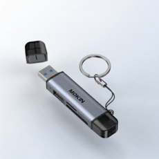 MOKIN Type-C/USB A3.0 雙接口讀卡器 SD/TF 支援5Gbps, 雙卡同讀,銀灰色, 1個, 151-61