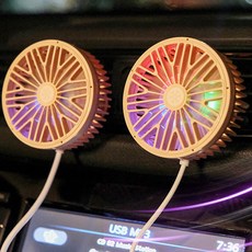 ecolucky 7엽 차량용 미니송풍구 선풍기 써큘레이터 LED조명선풍기 USB 3단바람, 7엽 차량용선풍기 그린