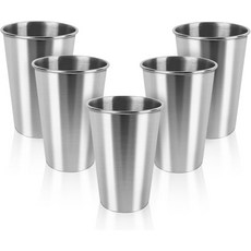 YOLCAR 5팩 스테인리스 스틸 컵 17온스 금속 음용 안경 가정 여행 및 캠핑에 적합 500ml