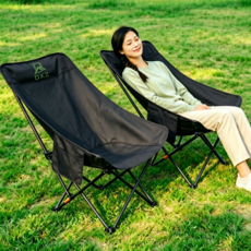DXZ 캠핑의자 1+1 각도조절 접이식 휴대용 아웃도어, 블랙, 2개