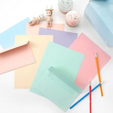 색상 부드러운 X5개 파스텔 대형 편지지 레인보우 편선지 34879EA 1(ea), 스위트핑크