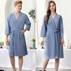 約翰家庭百貨 春夏薄款七分袖浴袍 吸水速乾男女通用束帶情侶浴衣 浴巾睡袍睡衣睡裙家居服 泡湯【ZK0401】