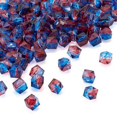 Craftdady 120피스 하트 비즈 아크릴 라운드 스타 크래클 투톤 모조 터키석 루즈 비즈 다채로운 스페이서 발렌타인 데이 팔찌 목걸이 귀걸이 DIY 공예용 - 3가지 스, 블루 & 퍼플, 폴리곤