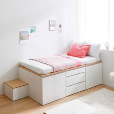 파로마 홈즈 올인 슈퍼싱글 성인 벙커침대 계단1 HYS002-1, 오크화이트