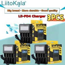 LiitoKala LCD 4슬롯 스마트 충전기 18650 21700 10440 26650 1.2V MH3.7V Lii-PD4, 02 영국, 01 China Mainland, 02 3pcs(Lii-PD4)