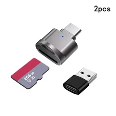 USB C TF 카드 리더기 to A 안드로이드 폰 카메라 노트북용 휴대용 OTG 어댑터 금속 타입-C, 01 2Pcs