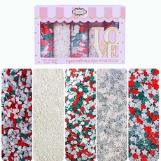 Confect 크리스마스 스프링클 | 골드 스프링클 | 믹스 하트 & 스타 | 케이크 장식 스프링클용 꽃과 눈송이 | 컵케이크 식용 스프링클 - 비건 글루텐 프리 견과류 프, Snowflakes and stars