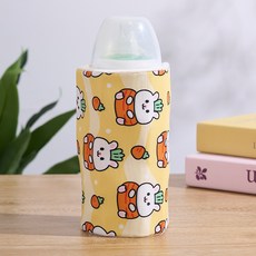 通用奶瓶保溫套 USB充電恆溫暖奶器 便攜車載家用, 約15X27CM, 胡蘿蔔兔可拆卸發熱片