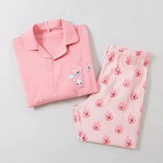 기모 파자마 캐릭터 여성 잠옷 상하의 극세사, E. 분유 긴팔버전 국내 카운터버전 국내 발송.
